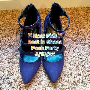 Nine West, Suede Dark Blue Violet Strappy Pumps